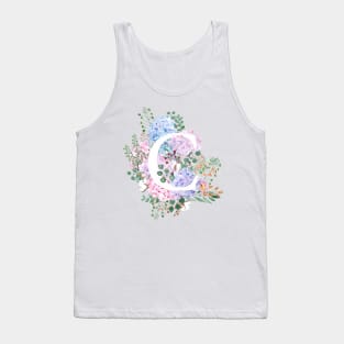 botanical monogram alphabet C hydrangea flowers Tank Top